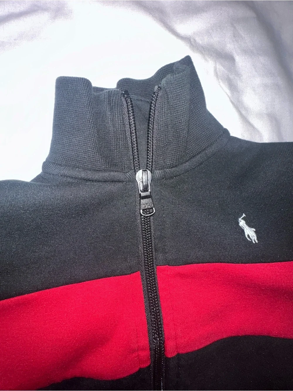 Polo by Ralph Lauren Black Jacket with Red and White Stripes